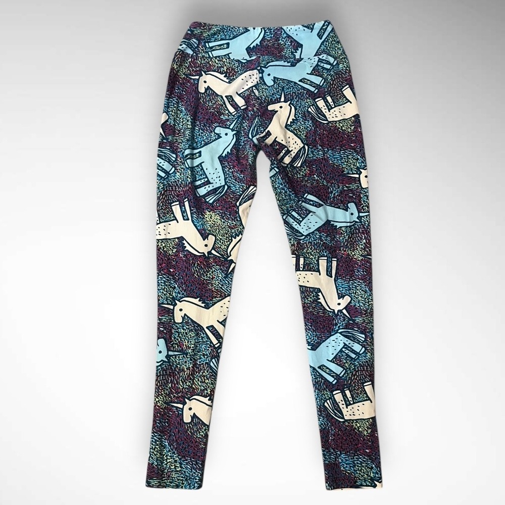 LULAROE Unicorn Purple Blue White Ankle Leggings One Size | EUC
